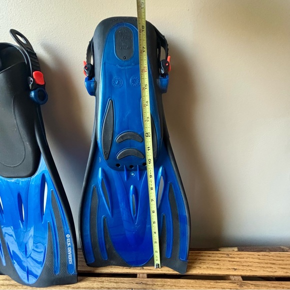 U.S. Divers Adult Snorkel Set Black Blue Large XL Fins Snorkel New- No Mask - Picture 9 of 11